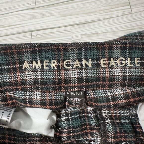 AMERICAN EAGLE GREEN PLAID STRETCH PANTS 8 - Picture 3 of 11